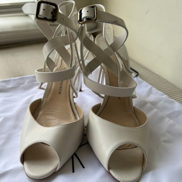 SEXY AF PAUL ANDREW CRISS CROSS STILETTO IVORY SANDALS (SZ 39 / FITS AS 7.5) - Picture 10 of 13